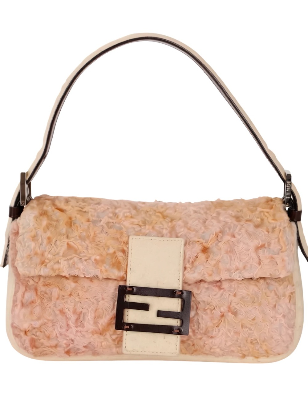 Peach Textured Shoulder Bag with Buckle Accent